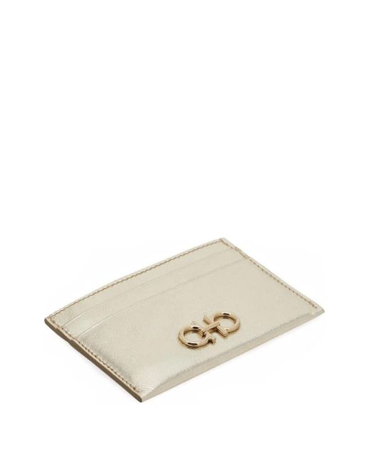 Ferragamo Natural Gancini Laminated Leather Card Holder
