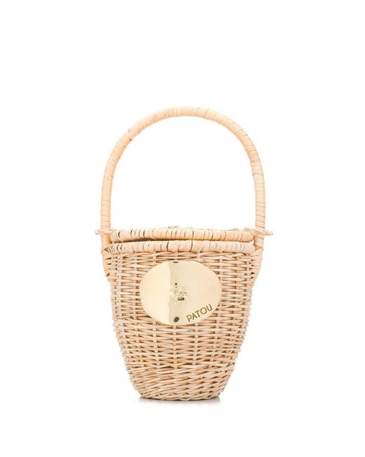 Patou White Wicker Bucket Bag