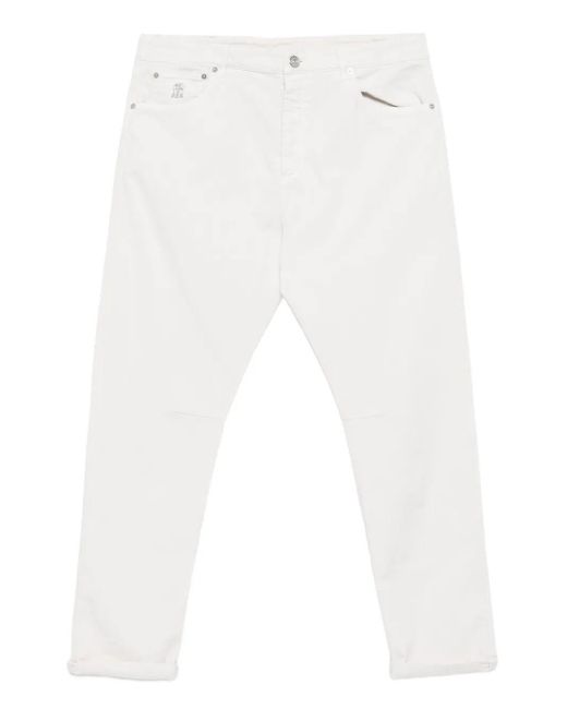 Brunello Cucinelli White Five-Pocket Straight Leg Jeans Clothing for men