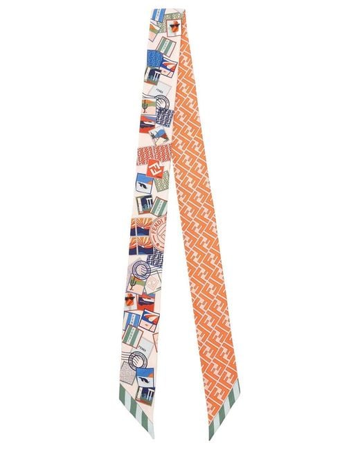 Fendi White Printed Silk Bandeau
