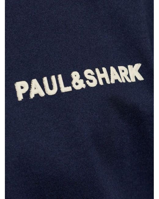 Paul & Shark Blue Crewneck Logo T-Shirt for men