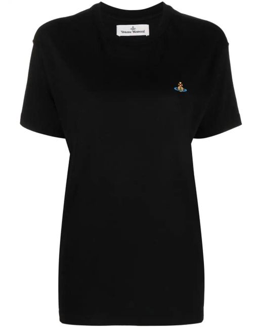 Vivienne Westwood Black Orb-Embroidered Cotton T-Shirt