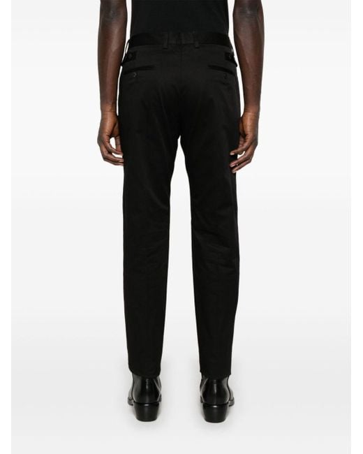 Dolce & Gabbana Black Logo-Embroidered Tapered Leg Cotton Trousers for men