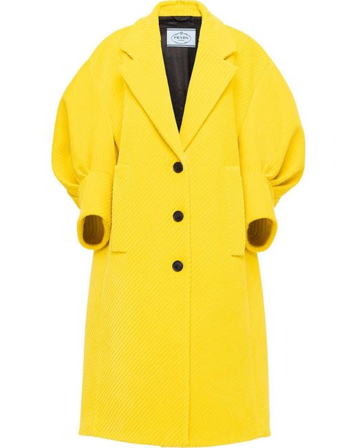 Prada Yellow Corduroy Puff-sleeve Coat