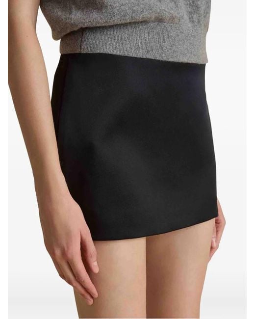 Khaite Black Jett Wool And Silk Miniskirt