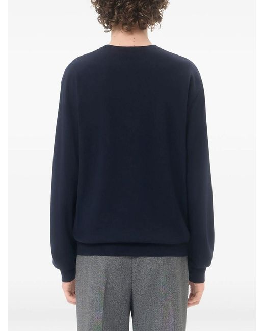 Valentino Garavani Blue Wool Sweater With Vlogo Embroidery for men