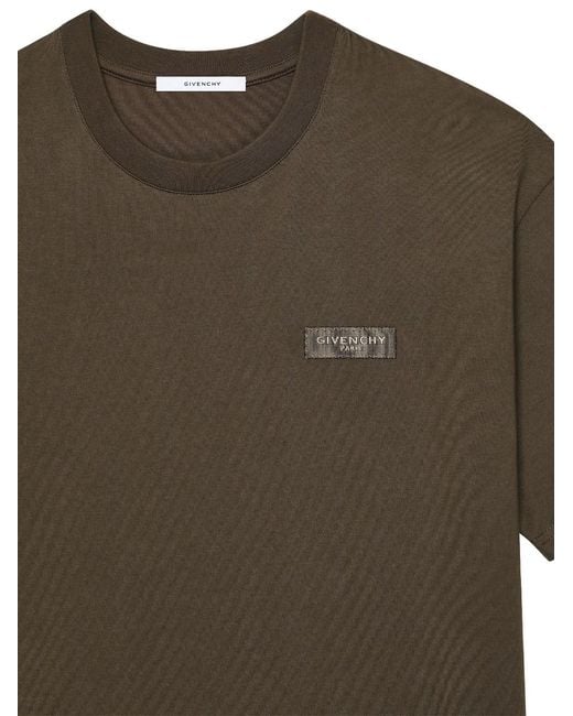 Givenchy Green Paris Gros Grain Cotton T-Shirt for men