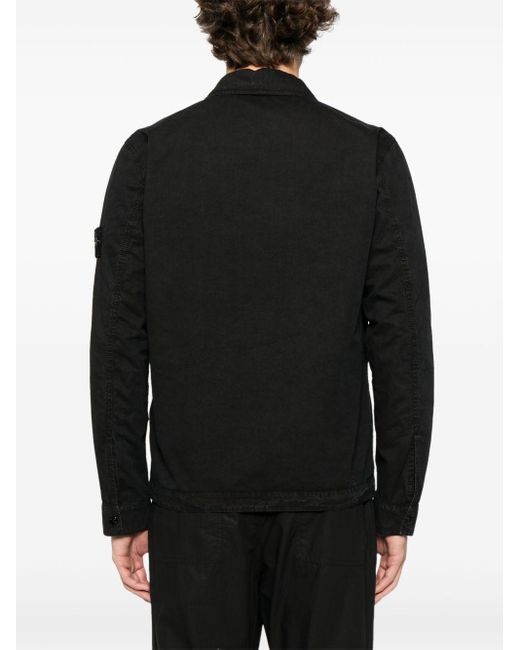 Stone Island Black Logo Cotton Overshirt for men