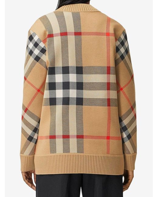 Burberry Brown Check Motif Wool Cardigan