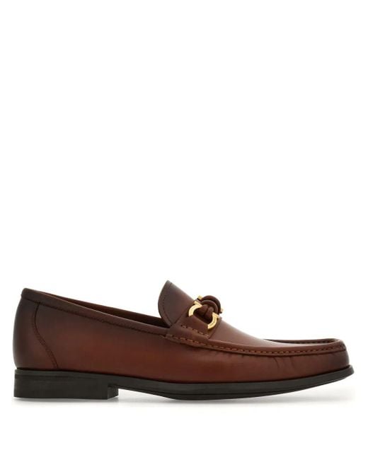 Ferragamo Brown Alain Leather Loafers With Hues Shoes for men