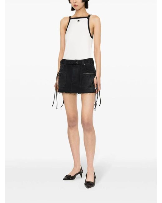 Courreges White Buckle Contrast Tank Top