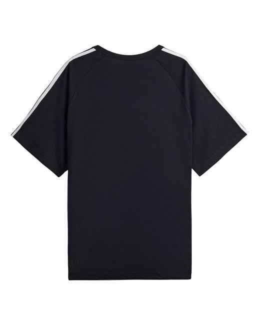 Y-3 Blue Wide Fit 3 Stripes T-Shirt for men