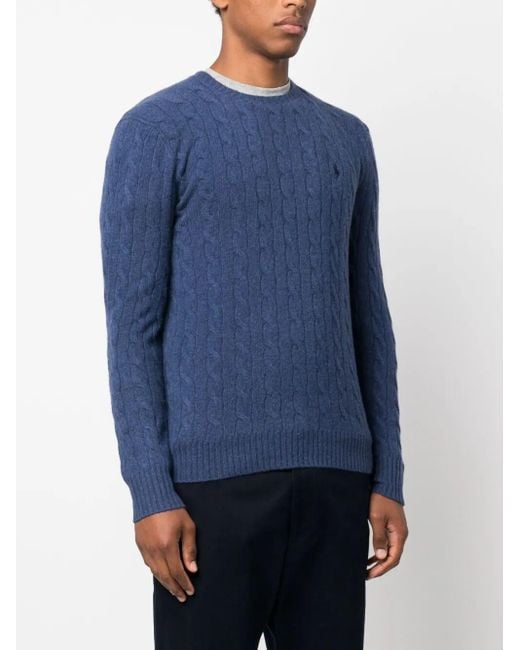 Ralph Lauren Blue Cable-Knit Wool-Cashmere Jumper Clothing for men