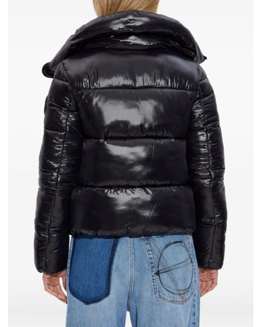 Save The Duck Black Isla Down Jacket With Laqué Finish