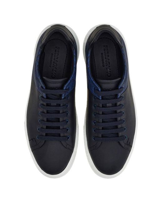Ferragamo Blue Leather Sneakers for men