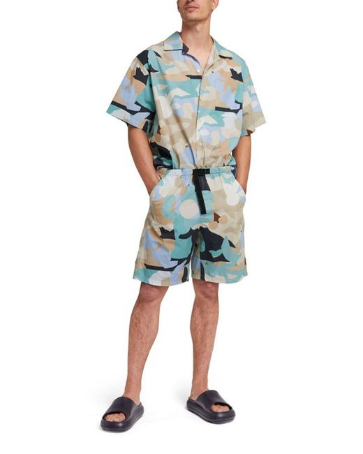 MSGM Blue Geo Camo Print Bermuda Shorts Clothing for men