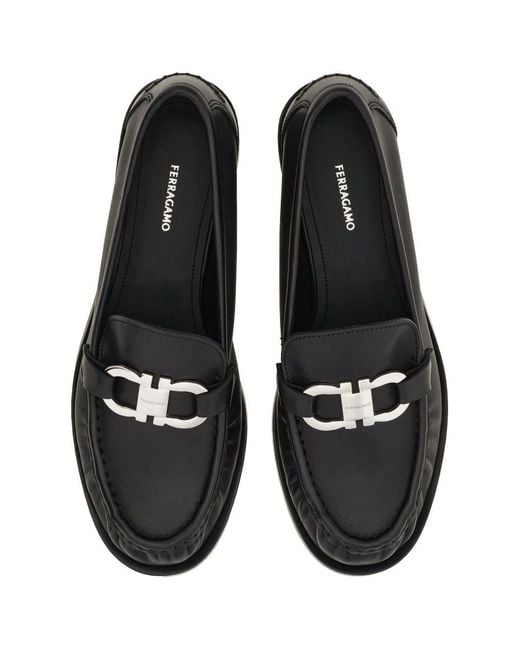 Ferragamo Black Gancini Ornament Loafers