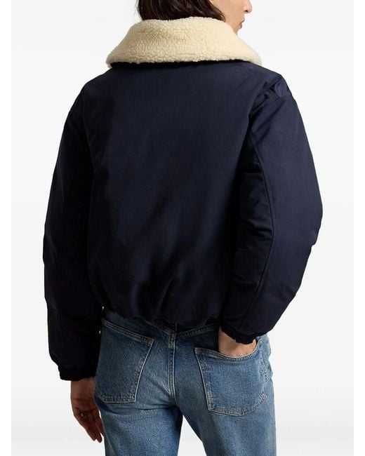 Polo Ralph Lauren Blue Windjacket With Shearling Collar