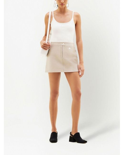 Courreges White Logo Ribbed Tank Top