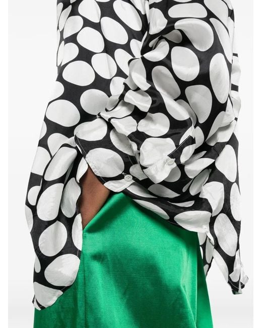 Dries Van Noten White Casia Viscose Shirt With Large Polka Dot-Motif