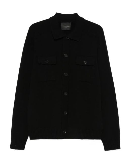 Roberto Collina Black Wool Cardigan for men