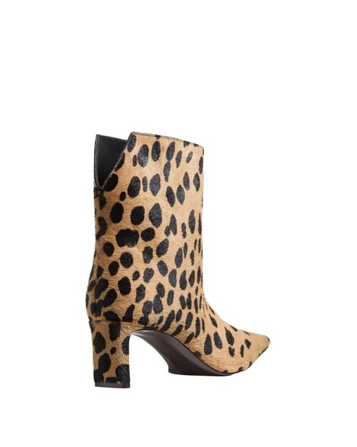 Khaite Brown Ona Hyena-Printed Calf Hair Ankle Boots