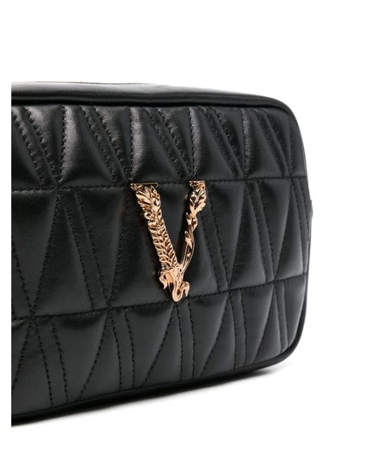 Versace Black Virtus Leather Cross Body Bag