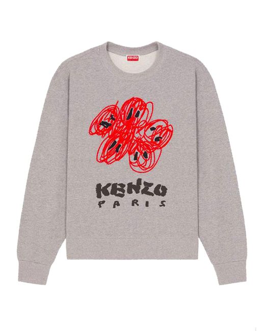 KENZO White Drawn Varsity Embroidered Sweater for men