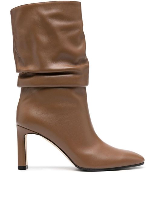 Sergio Rossi Brown 80mm Ankle-length Leather Boots