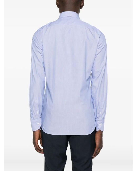 Borriello Blue Thin Striped Cotton Shirt for men