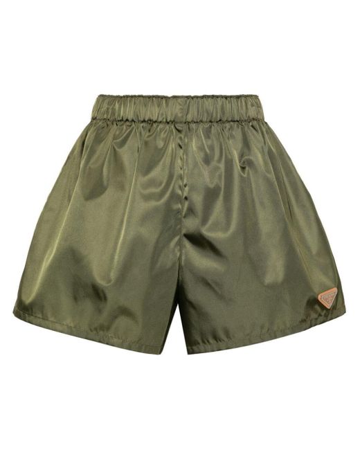Prada Green Enamel-logo Shorts