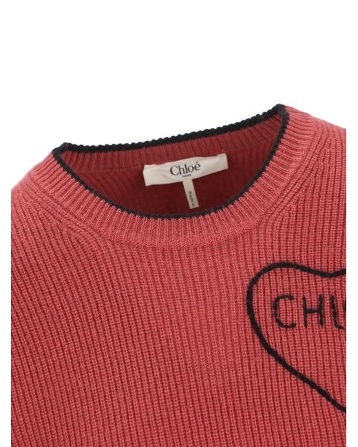Chloé Red Heart Knitted Jumper