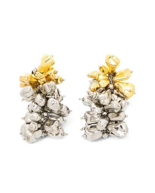 Dries Van Noten Metallic Dangle Earrings With Beads
