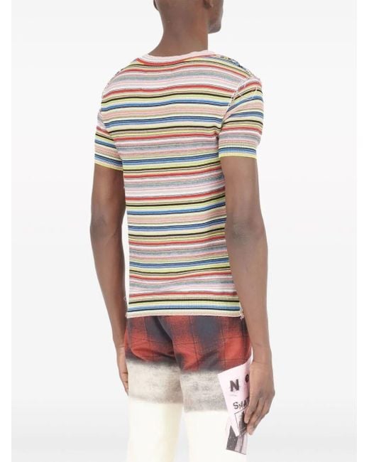 Maison Margiela Gray Striped Knit T-shirt Clothing for men