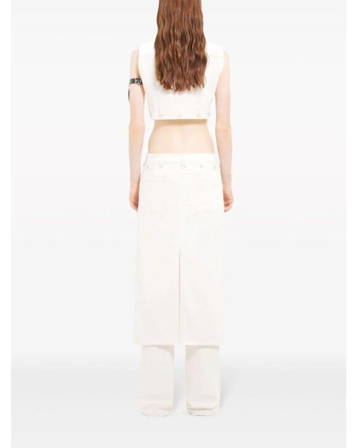 Courreges White Low-Waisted Midi Skirt