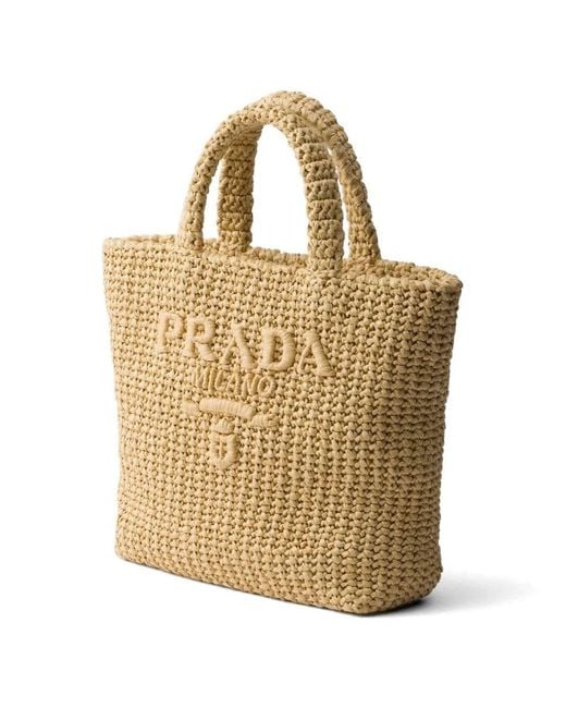 Prada Metallic Small Crochet Tote Bag