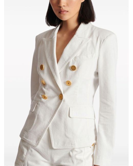 Balmain White 6-button Denim Jacket