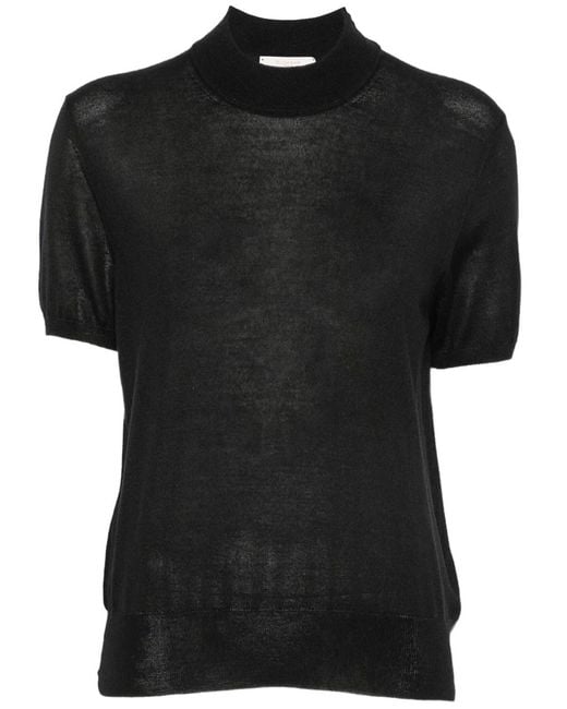 Zanone Black Half-Sleeve Turtleneck