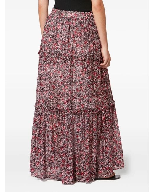 Isabel Marant Purple Volomia Cotton Voile Floral Print Skirt