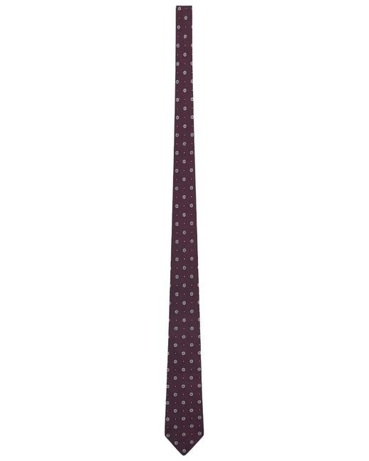 Saint Laurent Purple Jacquard Silk Tie for men