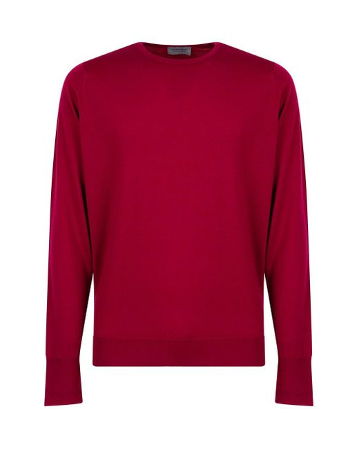 John Smedley Red Marcus Extra Fine Merino Wool Jumper for men