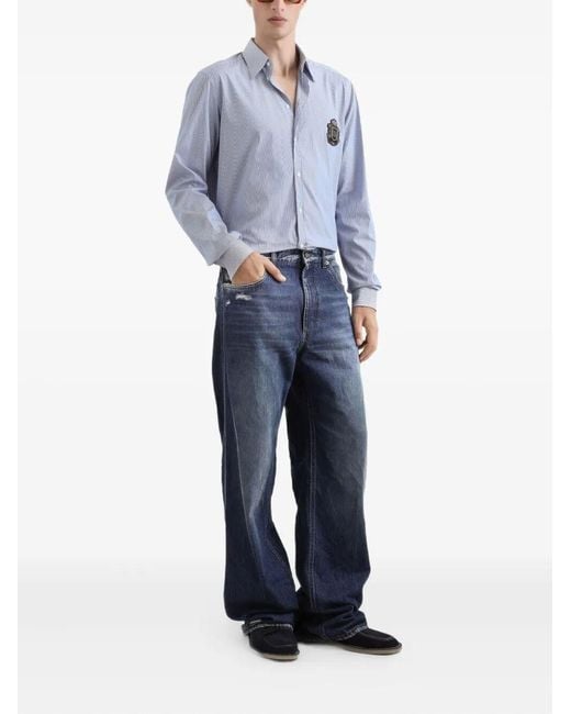 Dolce & Gabbana Blue Classic Front Button Closure Shirt for men