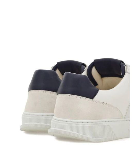 Ferragamo White Alaska Leather And Suede Sneaker With Gancini Detail Shoes for men