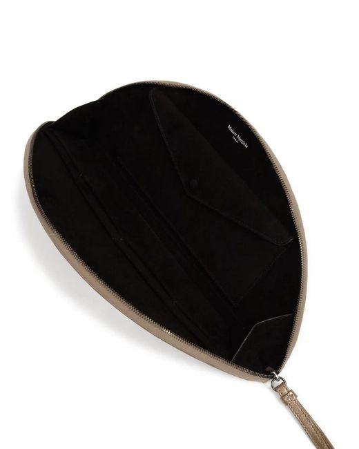 Maison Margiela Brown Big Halfmoon Metallic Leather Pouch Bags