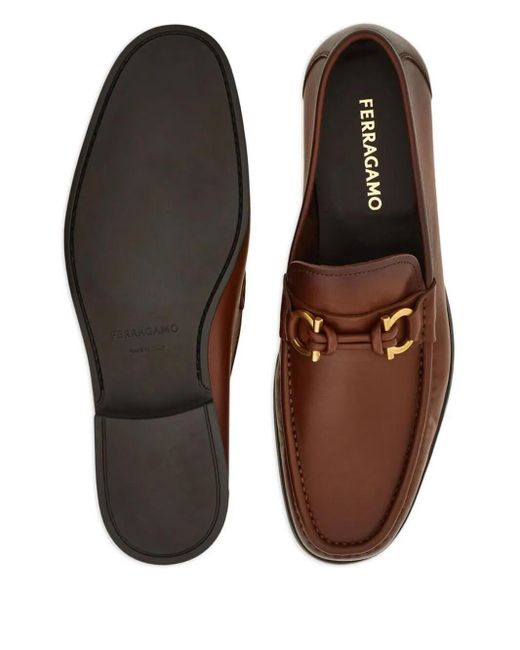 Ferragamo Brown Alain Leather Loafers With Hues Shoes for men
