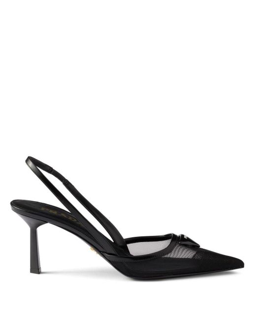 Prada Black Mesh Slingback Pumps
