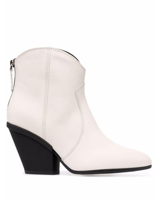 Hogan Leather Western Ankle Boots in White - Save 8% - Lyst