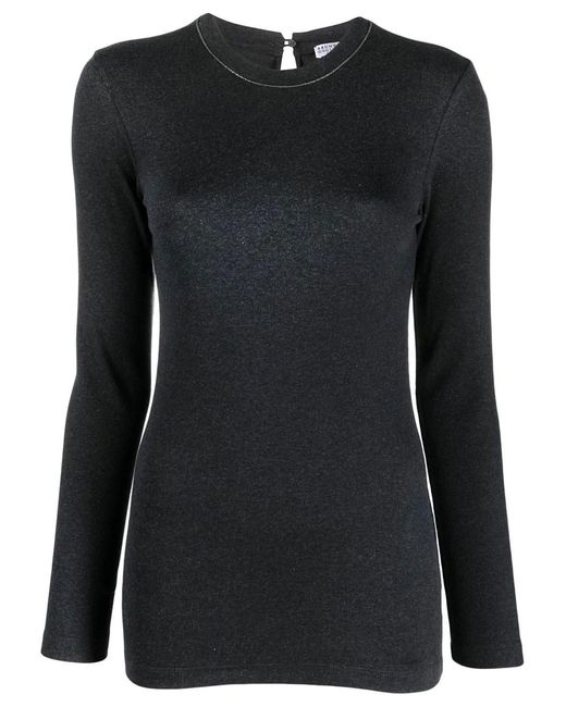 Brunello Cucinelli Black Long Sleeve Cotton T-shirt