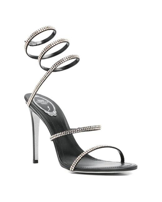 Rene Caovilla White Rhinestone Heels