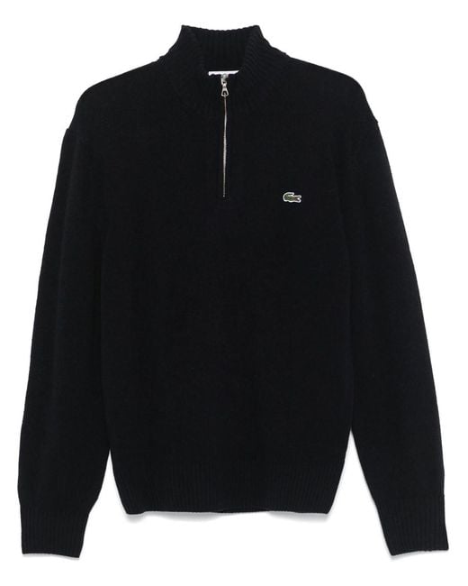 Lacoste Black Half Zip Pullover for men
